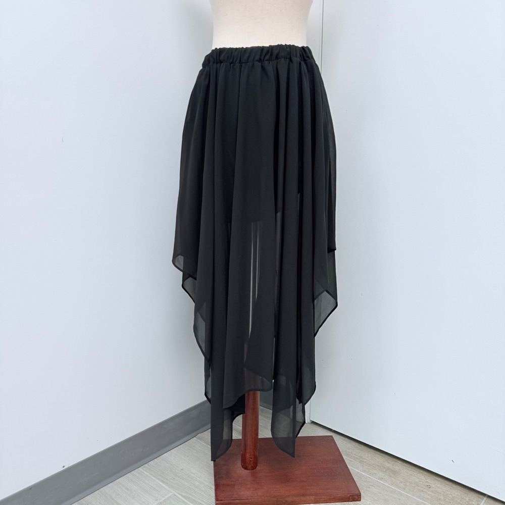 Black Chiffon Whimsigoth Handkerchief Hem Skirt Size M Fairy Grunge Goth Boho
